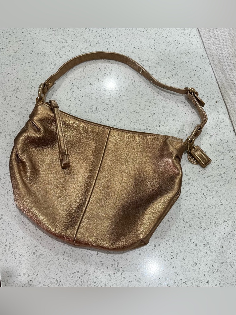 Coach Ali Leather Wristlet Copper/Rose Gold Clutch Handbag